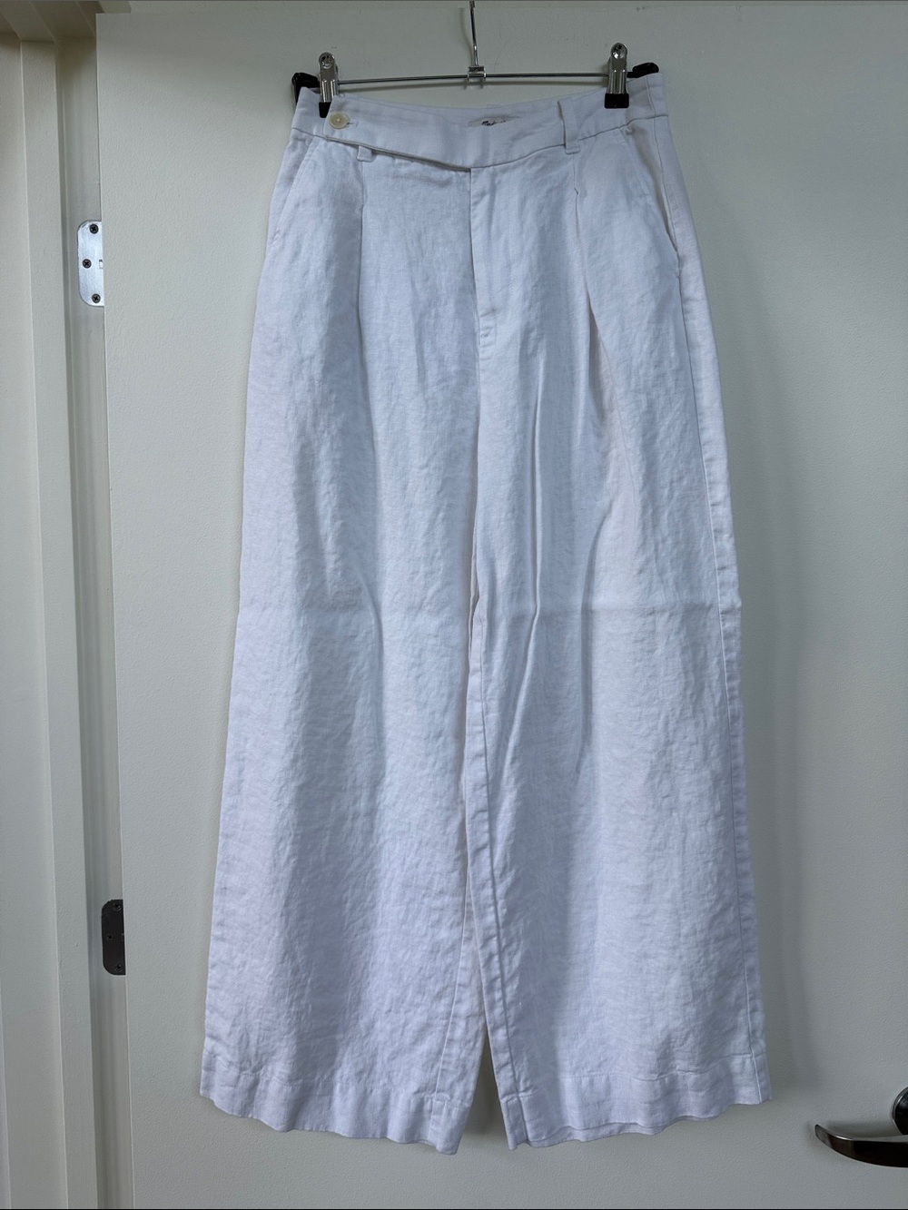 Madewell White Wide-Leg Linen Pants